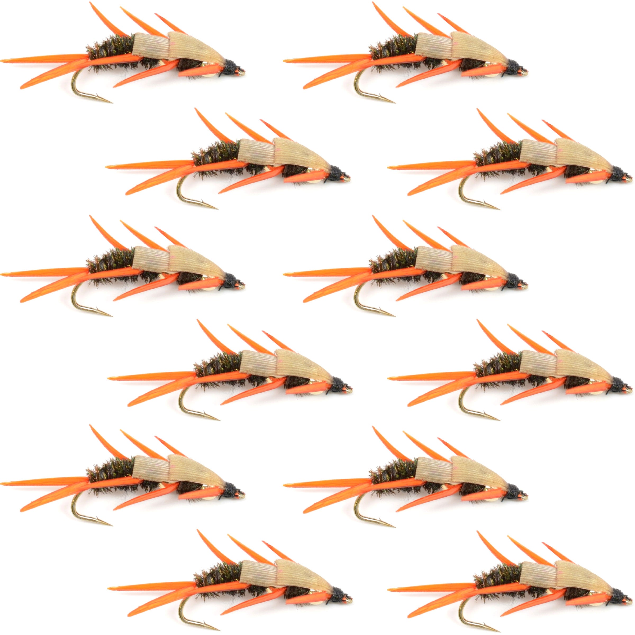 Double Bead Peacock Stonefly Nymph with Amber Biot Legs Fly Fishing Flies - 1 Dozen Flies Hook Size 12