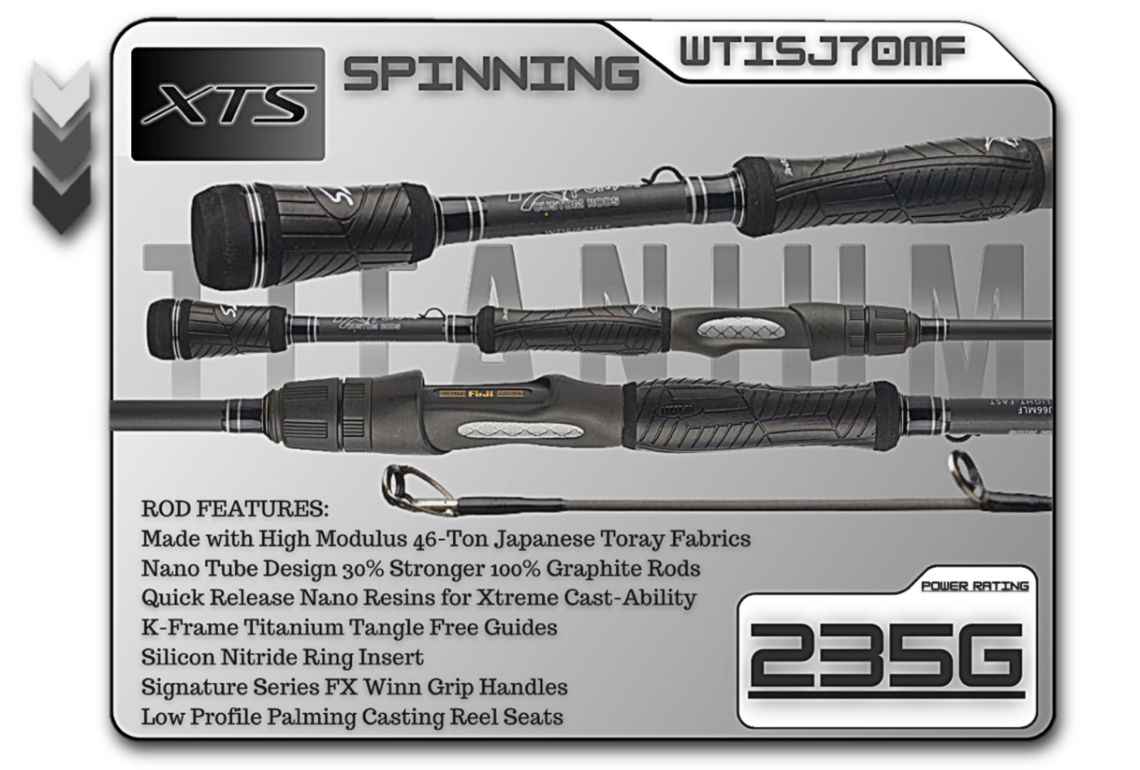 WTISJ70MF   7'0" Medium Fast Spinning Rod  **TITANIUM SERIES**