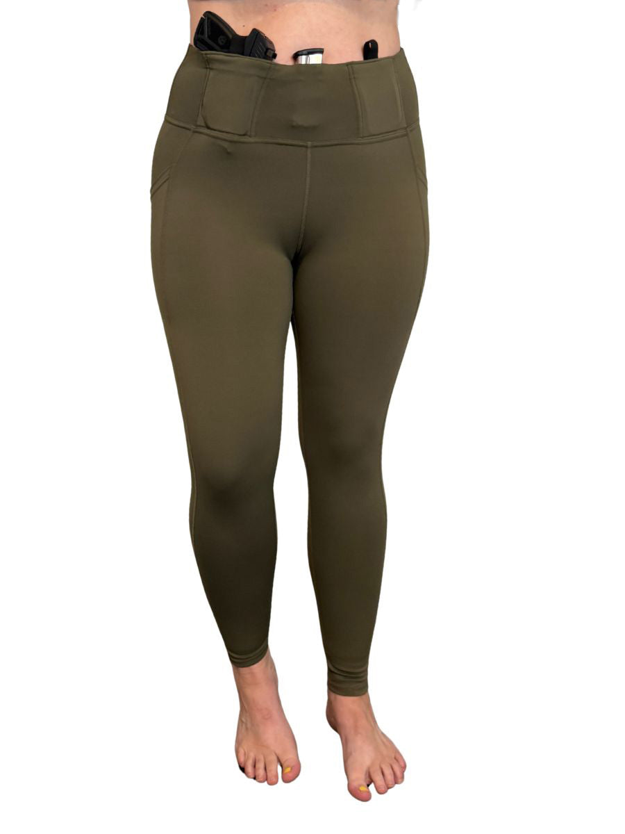 Defender Concealed Carry Leggings | Black & Olive